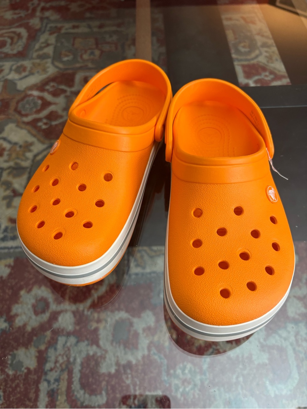 CROCS unisex Orange Classic Clog with White Trim women size 8\ men 6 NWOT